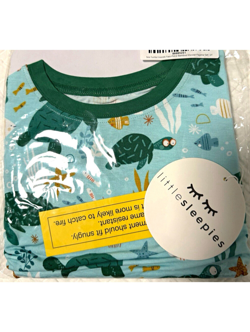 Little Sleepies Sea Turtle Friends Turtle Print Bamboo Viscose Pajama Set 2T